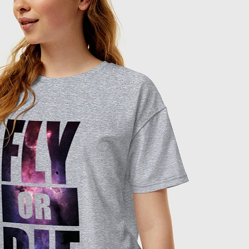 Женская футболка оверсайз Fly or Die: Space / Меланж – фото 3