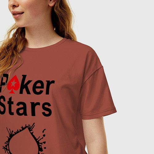 Женская футболка оверсайз Poker Stars / Кирпичный – фото 3