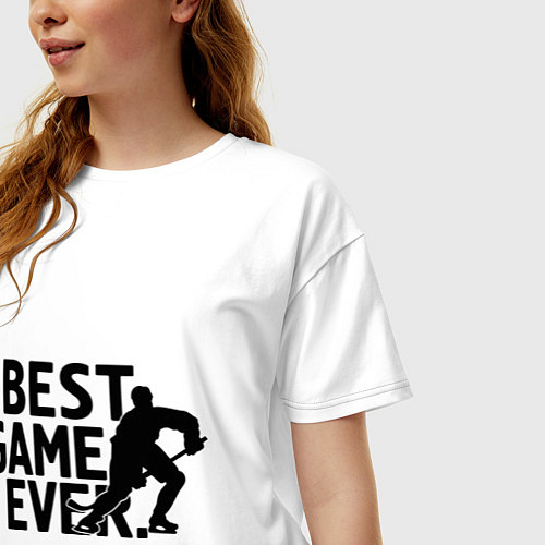 Женская футболка оверсайз Hockey - best game / Белый – фото 3