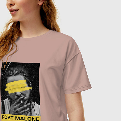 Женская футболка оверсайз Post Malone / Пыльно-розовый – фото 3