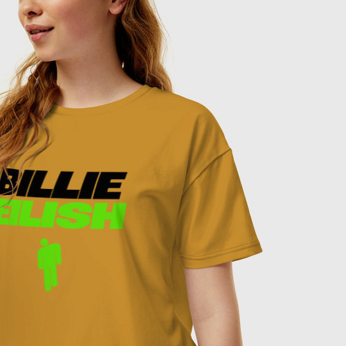 Женская футболка оверсайз Billie Eilish: Bellyache / Горчичный – фото 3