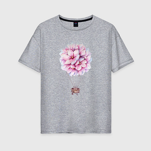 Женская футболка оверсайз Воздушные Цветы / Меланж – фото 1