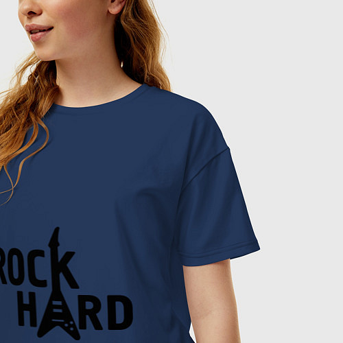 Женская футболка оверсайз Rock hard / Тёмно-синий – фото 3