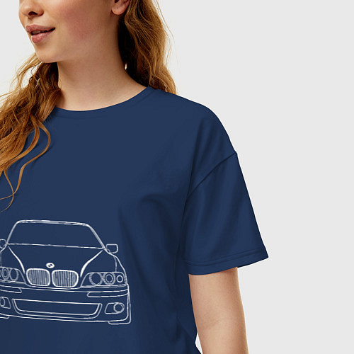 Женская футболка оверсайз BMW / Тёмно-синий – фото 3