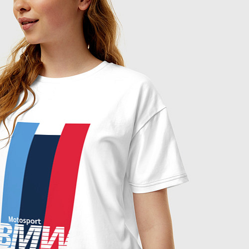 Женская футболка оверсайз BMW motosport / Белый – фото 3