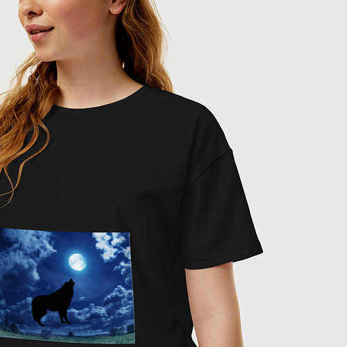 Женская футболка оверсайз WOLF / Черный – фото 3