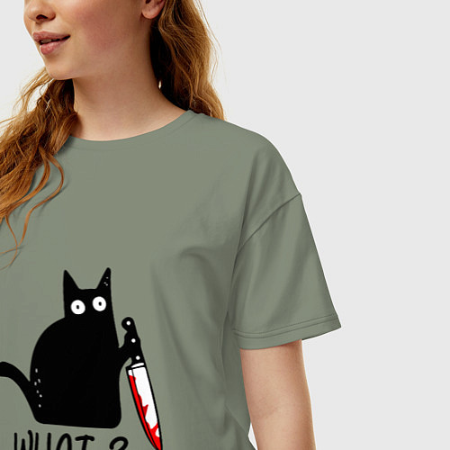 Женская футболка оверсайз What cat / Авокадо – фото 3