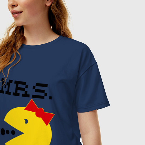 Женская футболка оверсайз Mrs. Pac-Man / Тёмно-синий – фото 3