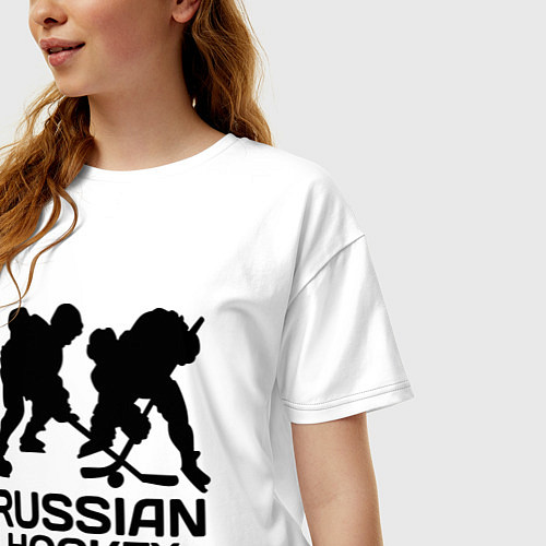 Женская футболка оверсайз Russian hockey stars / Белый – фото 3