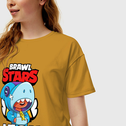 Женская футболка оверсайз BRAWL STARS LEON SHARK / Горчичный – фото 3