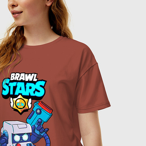 Женская футболка оверсайз BRAWL STARS 8-BIT / Кирпичный – фото 3