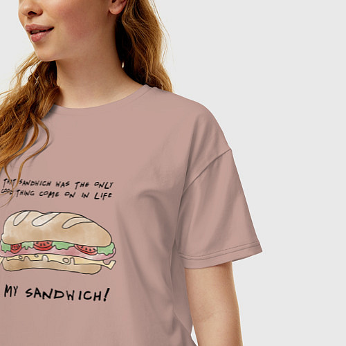 Женская футболка оверсайз My Sandwich ! / Пыльно-розовый – фото 3