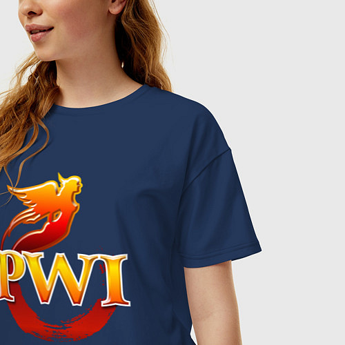Женская футболка оверсайз PWI / Тёмно-синий – фото 3