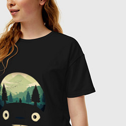 Футболка оверсайз женская Тоторо, цвет: черный — фото 2