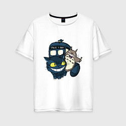 Футболка оверсайз женская Tardis Totoro, цвет: белый