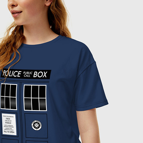 Женская футболка оверсайз Доктор Кто, ТАРДИС / Тёмно-синий – фото 3