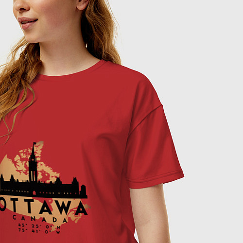 Женская футболка оверсайз Оттава Канада / Красный – фото 3