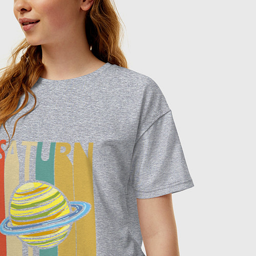 Женская футболка оверсайз Сатурн / Меланж – фото 3