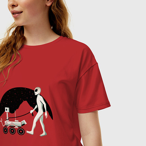 Женская футболка оверсайз Космос / Красный – фото 3