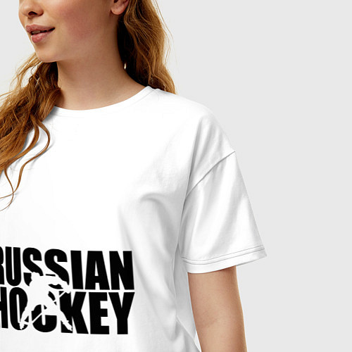 Женская футболка оверсайз Russian Hockey / Белый – фото 3