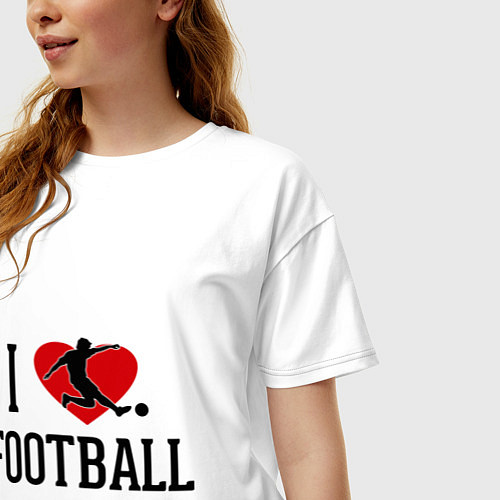 Женская футболка оверсайз I love football / Белый – фото 3