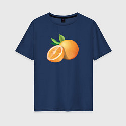 Футболка оверсайз женская Апельсины, цвет: тёмно-синий