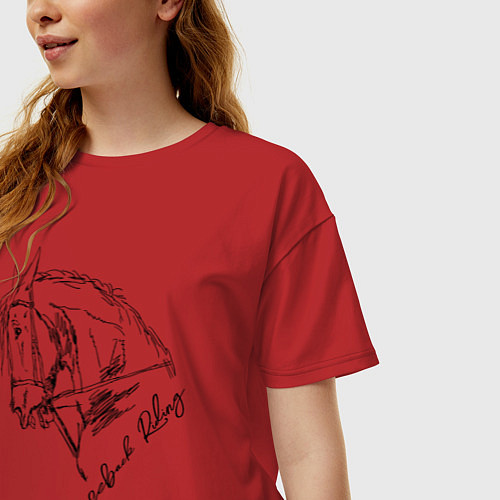 Женская футболка оверсайз Horse / Красный – фото 3