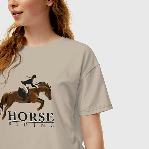 Женская футболка оверсайз HORSE RIDING / Миндальный – фото 3