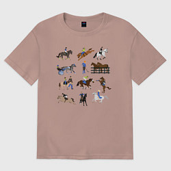 Футболка оверсайз женская Конный виды спорта, цвет: пыльно-розовый