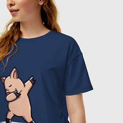 Футболка оверсайз женская Dabbing Pig, цвет: тёмно-синий — фото 2