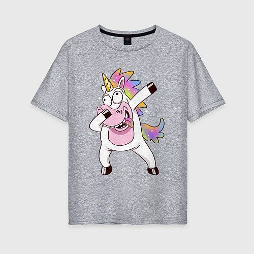 Женская футболка оверсайз Dabbing Unicorn / Меланж – фото 1
