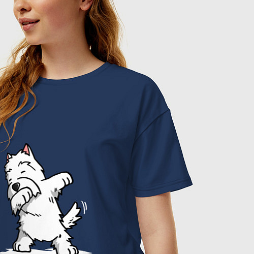 Женская футболка оверсайз Dabbing Dog / Тёмно-синий – фото 3