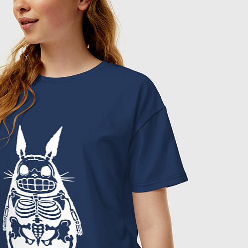 Женская футболка оверсайз Тоторо / Тёмно-синий – фото 3