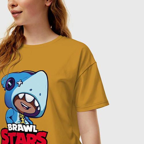 Женская футболка оверсайз Brawl Stars LEON SHARK / Горчичный – фото 3