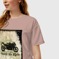 Футболка оверсайз женская Born to Ride, цвет: пыльно-розовый — фото 2