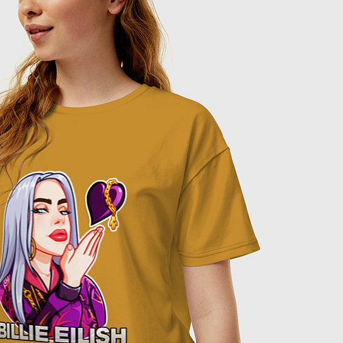 Женская футболка оверсайз BILLIE EILISH / Горчичный – фото 3