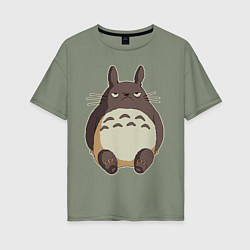 Футболка оверсайз женская Грустный Тоторо, цвет: авокадо
