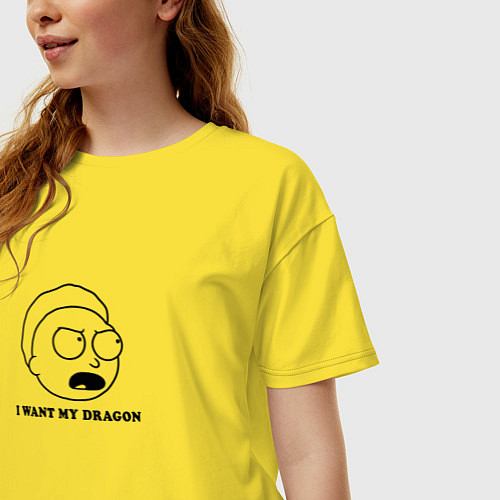 Женская футболка оверсайз I Want My Dragon / Желтый – фото 3