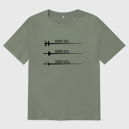 Женская футболка оверсайз Виды оружия для фехтования / Авокадо – фото 1