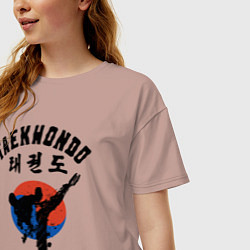 Футболка оверсайз женская Taekwondo, цвет: пыльно-розовый — фото 2