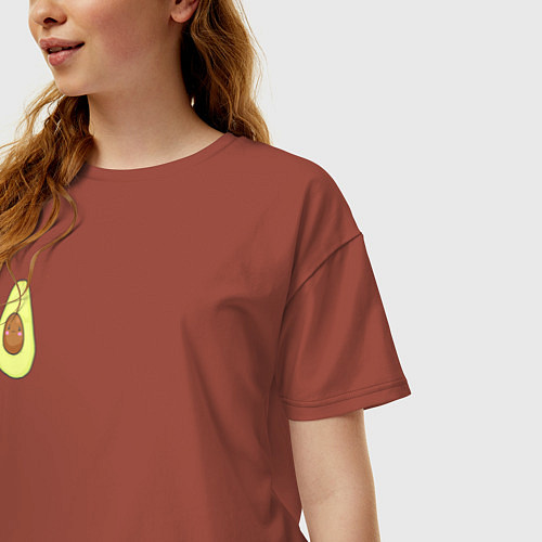 Женская футболка оверсайз Сердитый авокадо / Кирпичный – фото 3