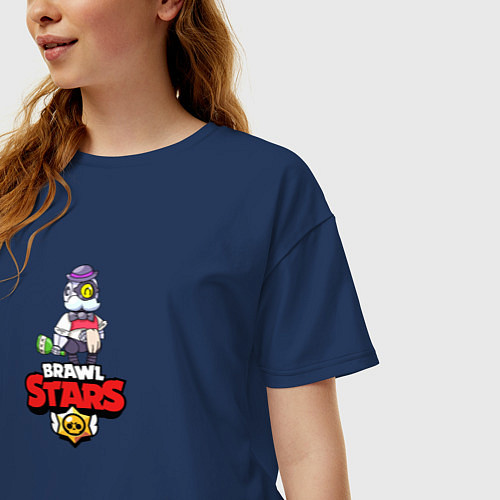 Женская футболка оверсайз BRAWL STARS:БАРЛИ / Тёмно-синий – фото 3