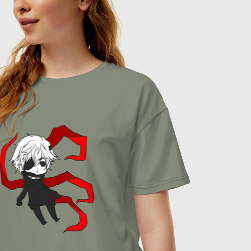 Женская футболка оверсайз Токийский гуль / Авокадо – фото 3