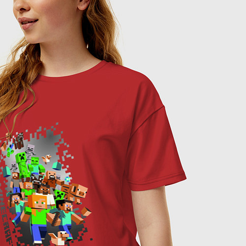Женская футболка оверсайз Minecraft / Красный – фото 3