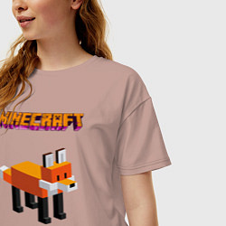 Футболка оверсайз женская Minecraft - лиса, цвет: пыльно-розовый — фото 2