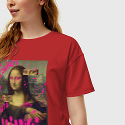 Футболка оверсайз женская Мона Лиза Граффити, цвет: красный — фото 2