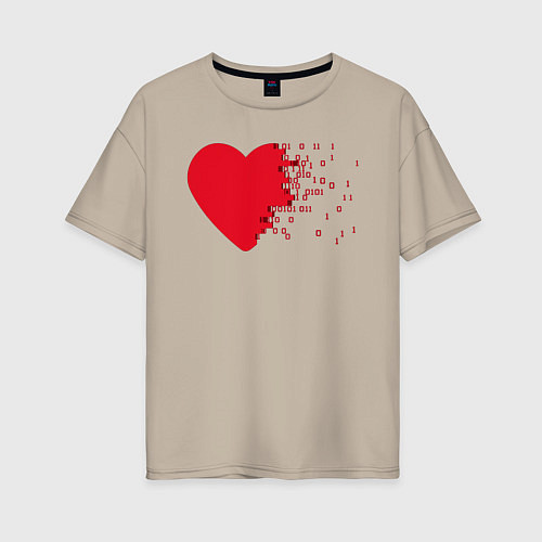 Женская футболка оверсайз Сердце / Миндальный – фото 1