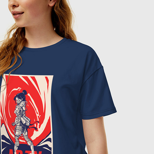 Женская футболка оверсайз Apex Legends Wraith / Тёмно-синий – фото 3