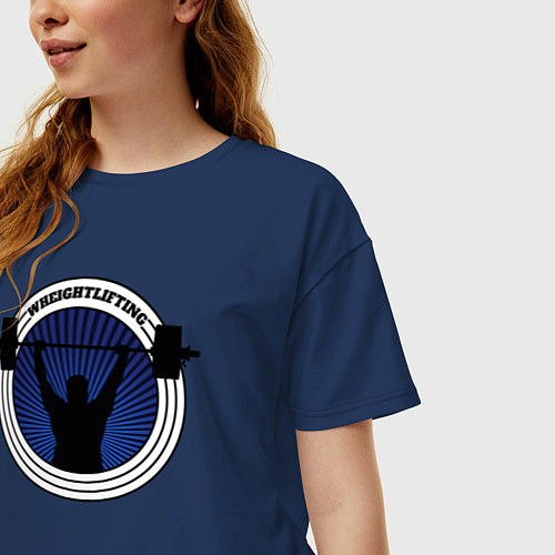Женская футболка оверсайз Wheightlifting / Тёмно-синий – фото 3