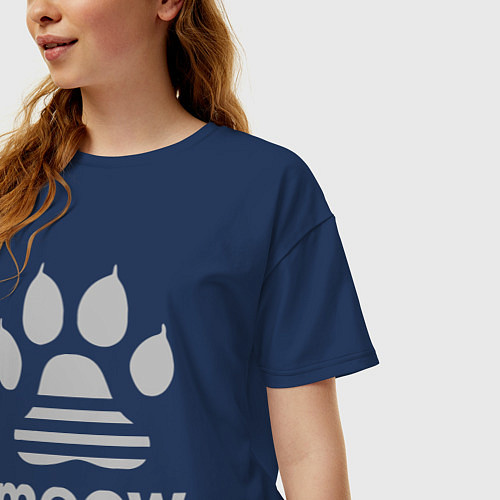 Женская футболка оверсайз Meow / Тёмно-синий – фото 3